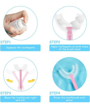 Vicloon U Shaped Toothbrush Set of 2 for Children (7-12 Years) - Soft Silicone Brush Head - Yellow/Pink - Buy Online on GoSupps.com