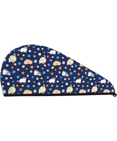 Cartoon Cat Microfiber Hair Towel for Women | Super Absorbent Coral Velvet Quick Dry Wrap for Long Curly & Thick Hair - Buy Online on GoSupps.com