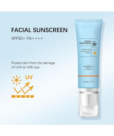 Clear Face Sunscreen SPF 50 Oil-Free Non-Greasy Facial Sunscreen for Sensitive Skin & Acne-Prone Hydration Broad Spectrum UVA/UVB Water-Resistant 80 Min No White Cast Reef-Safe & Vegan (1) - Buy Online on GoSupps.com