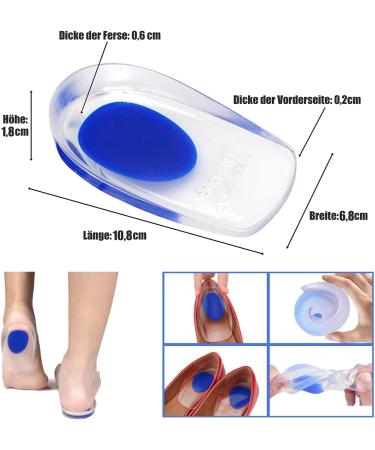 Takuza Heel Spur Inserts - Orthopedic Gel Insoles for Plantar Fasciitis Relief - 2 Pairs - Blue (L) - Buy Online on GoSupps.com