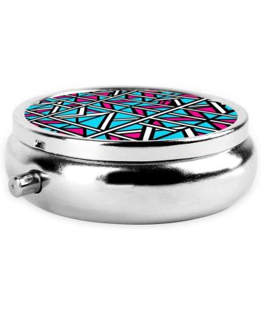 Portable Metal Pill Box - Irregular Colored Graphics Round Mini 3-Compartment Design Perfect for Travel & Small Pills - Buy Online on GoSupps.com