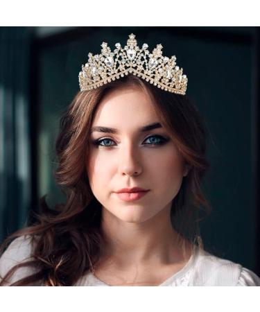 TOBATOBA Gold Crown: Crystal Princess Tiara for Women - Perfect for Wedding, Quinceanera, Prom & Cosplay - Buy Online on GoSupps.com