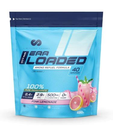 Limitless Pharma EAA Loaded | Intra Workout Essential Amino Acid Supplement | EAAs BCAAs L-Carnitine Electrolytes Sugar Free | Post Workout Muscle Recovery Energy Hydration | 40 Servings (Pink Lemonade)