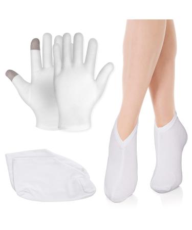 Molain 2 Pairs Moisturizing Gloves Socks Sets Touch Screen Moisturizing Gloves for Overnight Bedtime Heal Eczema Sleeping Lotion Feet Spa Treatment Socks Repair Rough Cracked Dry Chapped Skin
