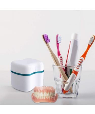 Denture Bath Case with Basket - Denture Cleaning Box and Soaking Cup for False Teeth - Retainer Holder and Cleaner Container (B) - Buy Online on GoSupps.com