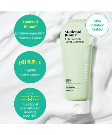 SKINRxLAB Madenol Biome Anti Blemish Foam Cleanser - BHA Face Wash for Acne and Redness Control - Oil Control Deep Cleaning Cleanser - 6.76 fl.oz - Buy Online on GoSupps.com