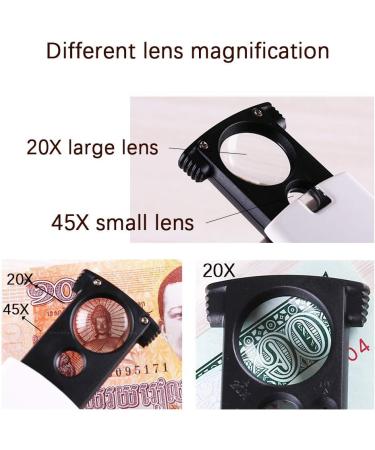 Magnifying Glass LED Mini Handheld Magnifying Glass 20X 45X Double Lens UV Light Portable for Old Man Book Reading Jewelry Identification Crafts Carving and Repair - Buy Online on GoSupps.com