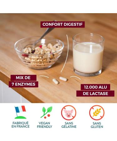 NUTRI & CO Plant Digestive Enzymes with 12000 IU Lactase - Digestive Comfort Bloating & Milk Intolerance - Complete & Unique Formula - 40 Vegan Capsules - Made in France - Buy Online on GoSupps.com