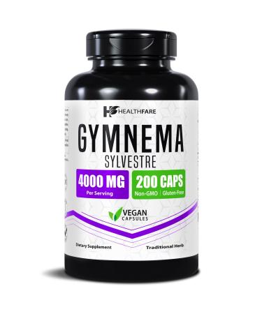Healthfare Gymnema Sylvestre Supplement Extract 4000mg | 200 Vegan Capsules | Standardized Herbal Supplement for Metabolic Balance & Carbohydrate Support | Non-GMO Gluten-Free | Made in USA