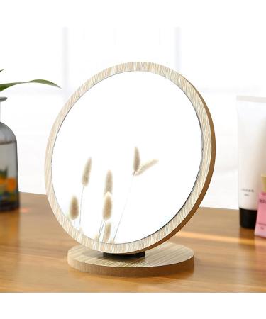 YOOMEISHALY Wooden 360-degree Rotating Desk Makeup Mirror - Portable Single-Sided Design for Bedroom & Bathroom - Buy Online on GoSupps.com
