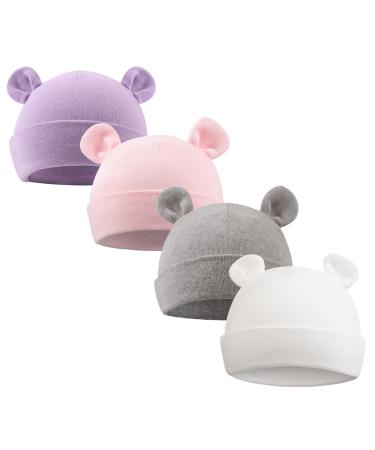 XIAOHAWANG Newborn Hospital Hat Preemie Boys Girls Beanie Cotton Bear Ears Infant Baby Hats 0-6 Months 0-6 Months Color-C