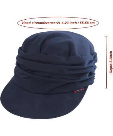 ColorSun Women's Soft Cotton Newsboy Cabbie Cap Beret Hat in Navy Blue - Stylish Painter Visor Baseball Cap - Buy Online on GoSupps.com