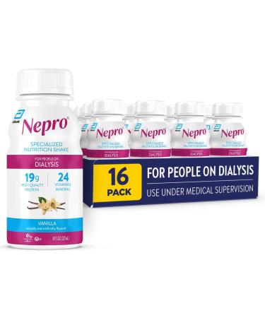 Nepro Nutrition Shake for People on Dialysis 19g Protein 420 Calories Vanilla 8 fl oz Pack of 16 Vanilla 8 Fl Oz (Pack of 16)