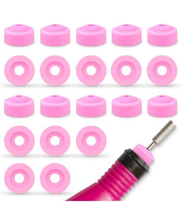 Pink Drill Nail Dust Collector - 20 pcs Professional Nail Drill Bits Pink Nail Tech Supplies Electric Nail Filer Plastic Cap - Nail Art Tools Drill Dust Collector Dust Stopper Nail Drill Bit Holder