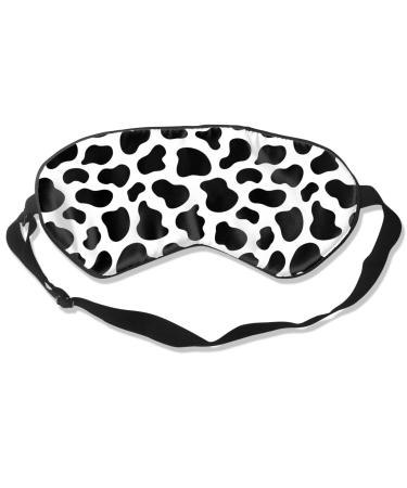 Cow Texture Pattern Sleep Mask & Blindfold Soft Blackout Sleep Eye Mask with Adjustable Strap Suitable for Travel Nap Night Sleep 8.2x3.5 in