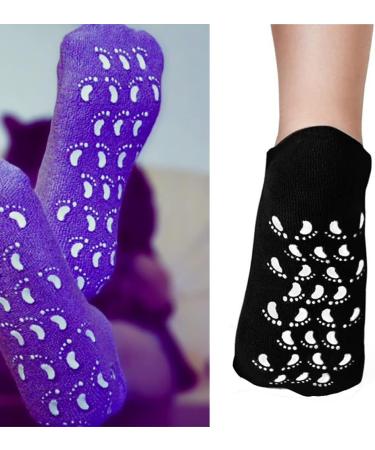 2 Pairs Moisturizing Gel Socks Hydrating Socks Spa Socks for Repairing and Softening Dry Cracked Foot Skin Black and Purple - Buy Online on GoSupps.com