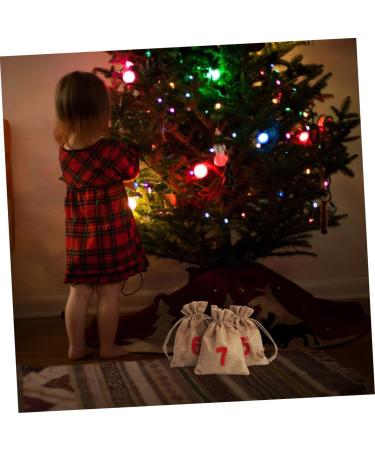 HAPINARY 24pcs Christmas Sack Candy Bags Advent Calendar Linen-like Cloth with Non-woven Lining - Buy Online on GoSupps.com