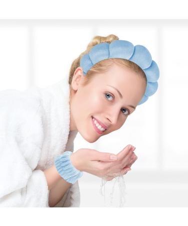 Sibba 3pcs Soft Sponge Spa Headband Set for Women | Terry Fabric Makeup & Face Washing Headbands | Ideal for Yoga Sport & Shower (Blue) - Buy Online on GoSupps.com