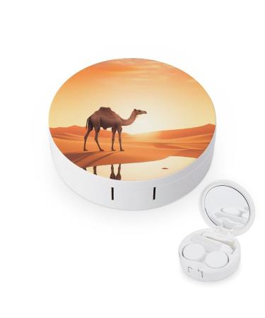 Camel Contact Lens Travel Kit Portable Cute Contact Box with Mirror for Daily Outdoor