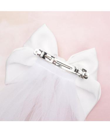 Elegant Bridal Hair Bow Veil Hair Clips Set - Perfect for Prom Wedding and Bachelorette Party Decorations - Ideal Bridal Shower Gift for the Bride-To-Be (White) - Buy Online on GoSupps.com