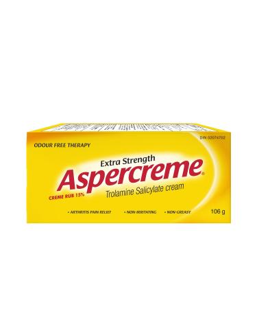 Aspercreme Extra Strength 106 g Arthritis Pain Relief Odour Free Therapy Easy Open No Irritation or Burning Non-Greasy for Pain Associated With Backache & Muscle Strain