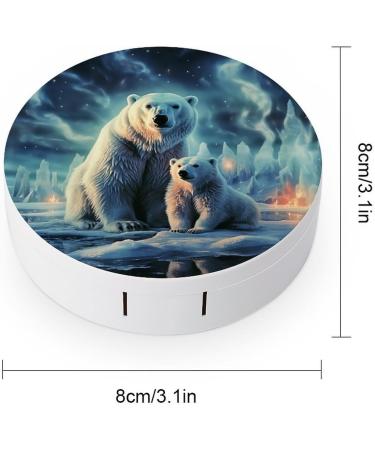 Polar Bears Northern Lights Travel Contact Lens Case - Portable Storage Box for Contact Lenses - Buy Online on GoSupps.com