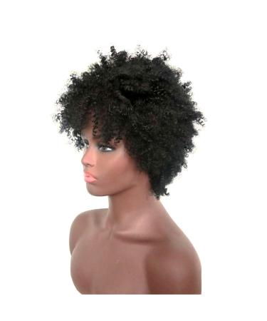 Jier Natural Black Short Kinky Curly Afro Wig for Black Women | Synthetic Afro Wigs - One Size - Buy Online on GoSupps.com