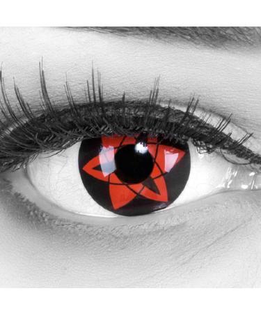 MERALENS 1 pair of colored anime manga contact lenses - with strength - Sharingan Sasuke Eternal Mengkyou red black Perfect to hereo of cosplay Halloween Red 3 monthly lenses -2.0 diopters 8.6 millimeters 14.00 millimeters 2.0