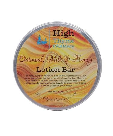 High Thyme FARMacy Oatmeal  Milk & Honey Lotion Bar - Waterless Lotion Bar for Dry Skin - Moisturizing Beeswax Lotion Bar - Convenient Travel Lotion - Eco Friendly Lotion Massage Bar