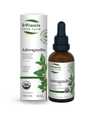 St. Francis Herb Farm Ashwagandha Tincture | Supplement for Stress Relief | Reduces Mental and Physical Fatigue | Anti-inflammatory | Gluten-Free | Organic | Non-GMO | 50mL 50 ml (Pack of 1)