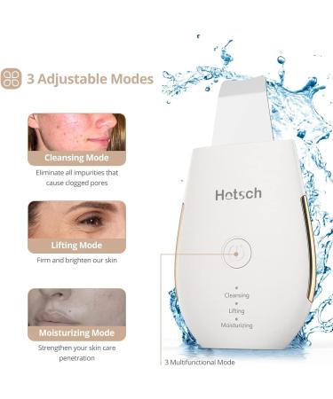 Hotsch Skin Scrubber Face Spatula - Ultrasonic Blackhead Remover and Pore Cleaner with 3 Modes - Rechargeable Facial Cleansing Tool - Buy Online on GoSupps.com