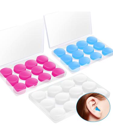 18 Pairs Ear Plugs for Sleeping Noise Cancelling Ear Plugs for Swimming Soft Reusable Moldable Silicone Ear Plugs Ear Plugs with Case for Concerts Swimming Snoring Airplanes Travel Work Studying Blue+pink+white