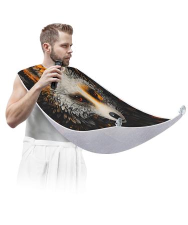 Beard Bib Apron Fox Beard Hair Catcher for Men Shaving Fathers Day Anniversary Christmas Gifts for Dad Husband Beard Bib with 2 Suction Cups