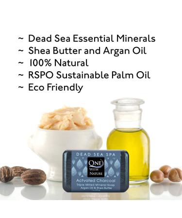 Dead Sea Mineral Activated Charcoal Soap 3 Pack - 7 oz Bars for Acne, Eczema, Psoriasis - Shea Butter, Argan Oil - 21 Essential Minerals - Branded Box - Buy Online on GoSupps.com