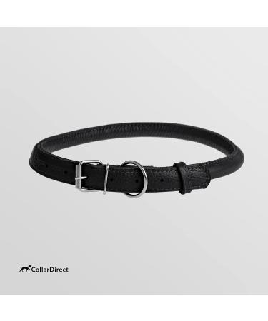 Collardirect Handmade Round Leather Dog Collar | Soft Padded Rolled Real Leather | Adjustable for Small Dogs & Cats | Available in Black Pink Red Purple Blue (23-28 cm) - Buy Online on GoSupps.com