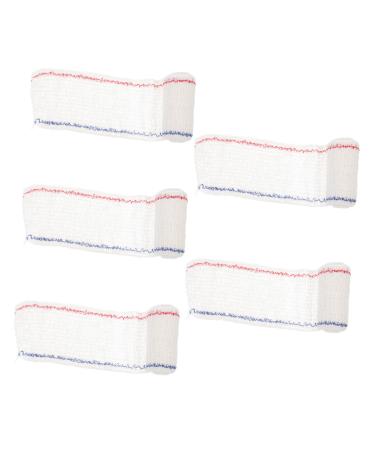 FRCOLOR 5pcs Cohesive Tape Grip Tape Elastic Wrapper for Feet Medical Tape Wrapping Paper Tape Invisible Tape Non- Reflective Tape Red and Blue Line White Pressurize Spandex