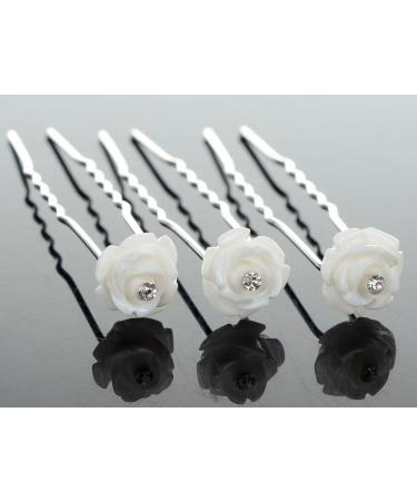 Yantu Women's Flower Hair Pins for Wedding - 20 Pcs White Bridal Hair Accessories - Buy Online on GoSupps.com