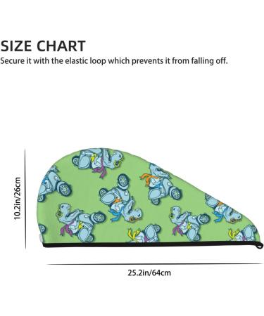 Hair Towel Wrap - Quick-Dry Turban with Button | Motorcycle Riding Dinosaur Design - Buy Online on GoSupps.com