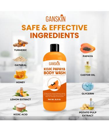 Kojic Acid Soap for Hyperpigmentation Skin Brightening Kojic Papaya Body Wash Dark Spot Soap Reduces Acne Scars and Evens Skin Tone Turmeric Body Wash for Brighter Glowing Face - Buy Online on GoSupps.com