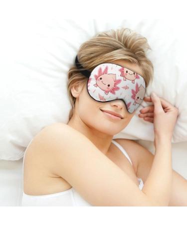 Soft Blackout Eye Mask for Sleeping - Adjustable Cartoon Axolotl Pink Sleep Mask for Women | Travel-Friendly No Pressure Design - Buy Online on GoSupps.com