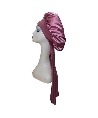 Satin Silk Bonnet for Sleeping - Queen Size Night Sleep Cap for Women with Stretchy Tie Band - Rose Gold - Buy Online on GoSupps.com