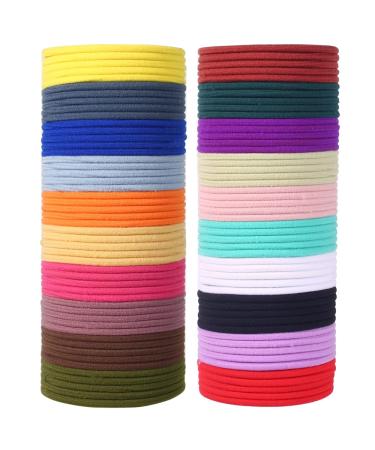 100PCS Hair Elastics Hair Ties, 4MM Colorful Ponytail Holders Hair Bands, 2 Inch in Diameter Elastic Band for Medium to Thick Hair, Curly Hair, Women or Men, 20 Colors (Colorful-4mm-100pcs)