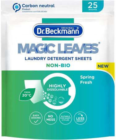 Dr. Beckmann MAGIC LEAVES Laundry Detergent Sheets NON-BIO | 25 Sheets 25 Count (Pack of 1) Laundry Detergent Sheets - Buy Online on GoSupps.com
