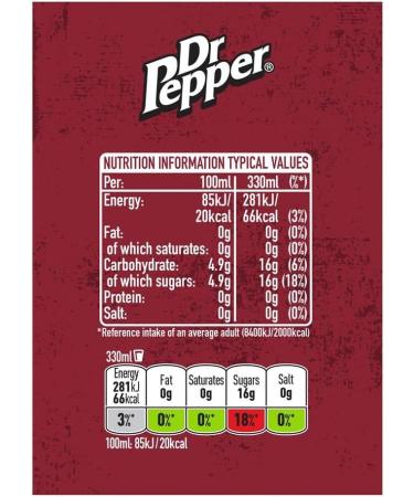 Dr Pepper 330ml Sparkling Fruit Flavour Soft Drink With Sugar And Sweeteners 18-36 Pcs Boxed Treatz (18) - Buy Online on GoSupps.com