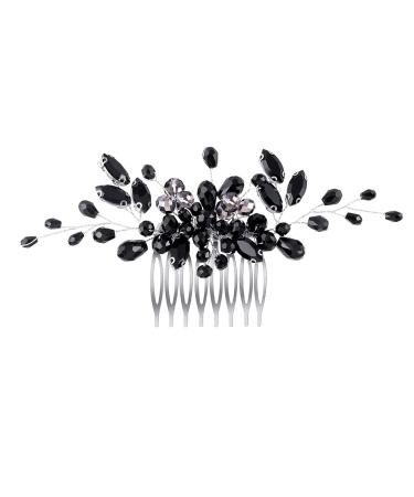 Black Teardrop Crystal Hair Comb - Wedding Hair Accessory for Women and Girls - Buy Online on GoSupps.com