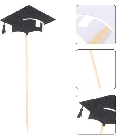 VALICLUD 24pcs graduation decorations class of 2023 graduation cap decorations toothpicks Cake Decor happy graduation congrats grad cupcake topper graduation 2021 mini Wooden cocktail Black - Buy Online on GoSupps.com