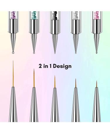 Makartt 5PCS Dual-End Nail Art Brush Set - Multifunctional Detail Brushes for Flowers, Leaves, and Gel Paint Designs - Buy Online on GoSupps.com