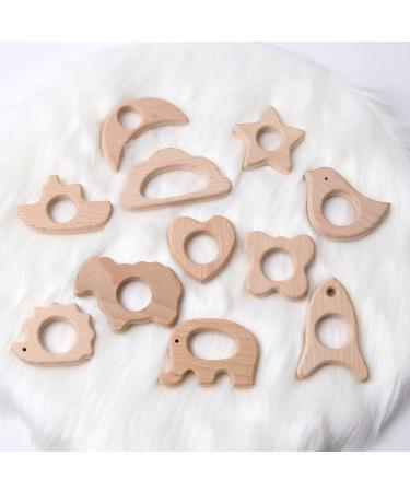 Natural Wood Teethers for Babies - DIY Necklace and Bangles for Soothing Gum Pain | Molar Teething Relief with Bird, Elephant, Sheep, Moon, and More - Buy Online on GoSupps.com