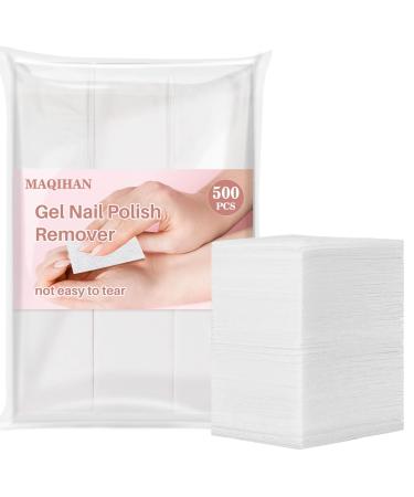 500 Gel Nail Polish Remover Pads - MAQIHAN Nail Cotton Pads Acetone Fingernail Gel Nail Polish Remover Wipes Nail Prep Pad Nail Essentials For Nail Techs Professional Nail Supplies Acrylic Gel Removal