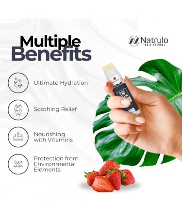 Beef Tallow Lip Balm Natural Tallow Beeswax Chapstick Hydrating Moisturizer Grass Fed Tallow Balm Care Soothes Chapped Dry Lips Sensitive Skin Long Lasting Vitamin Rich USA-Made Strawberry - Buy Online on GoSupps.com